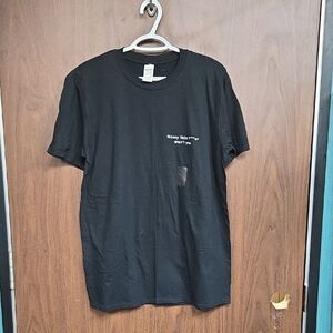 Gildan Size L Black Crew Neck Cheeky Print Cotton T-Shirt